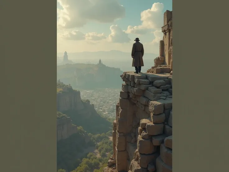  An old man standing on the edge of the ruins of a city ； The “pendulum” pattern ，Or since the Enlightenment, they have continued to use new and old modes of expression；Ruins of the city， Nostalgia of time ，Nostalgia ， Overlapping memories ， Nostalgia for ...