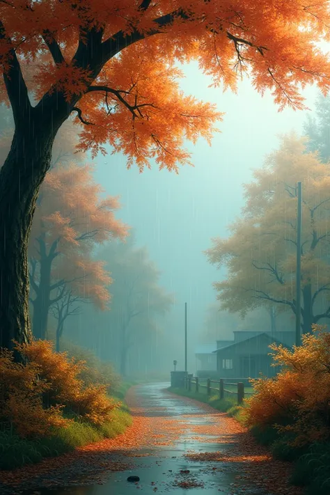 Rainy autumn background