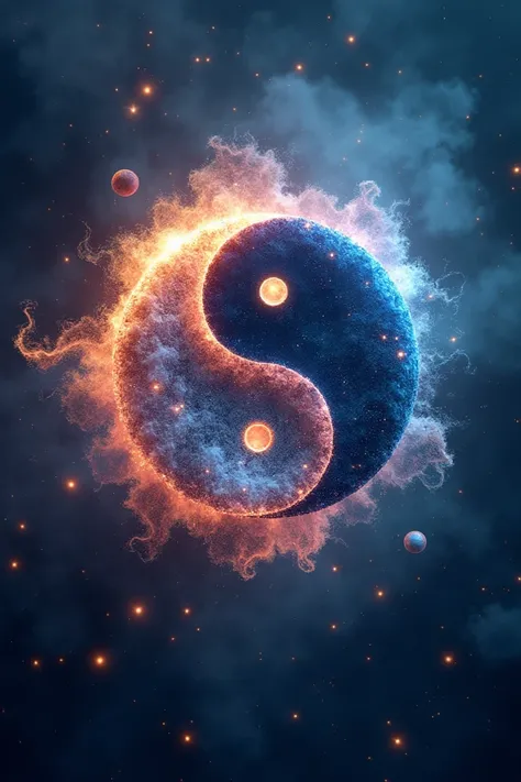  Create an image of the yin yang symbol in 3d. With a galactic theme  