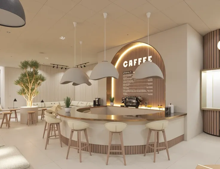 Scandinavian Design Style,coffee bar interior design,use reference image,renders 