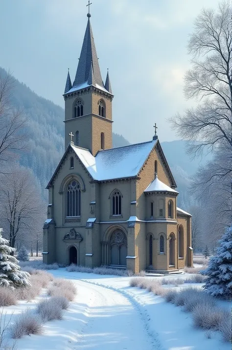 Issoire abbey under the snow 