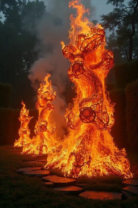 Garden decoration made with fire