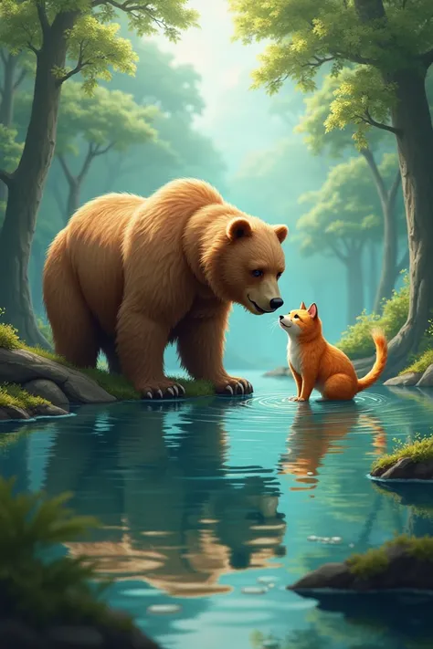 bear and water cat