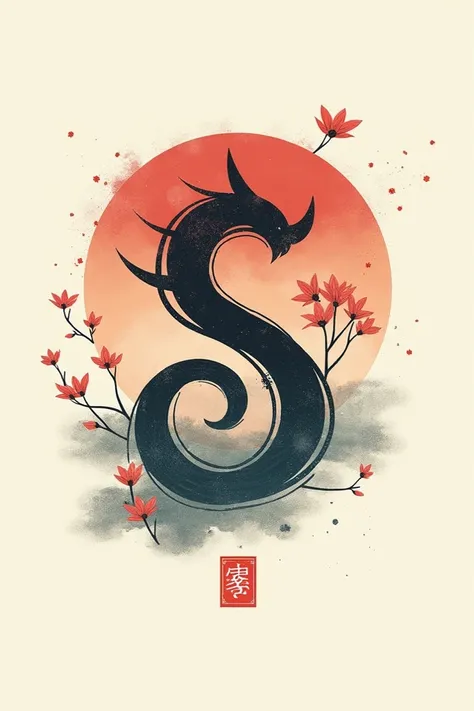 logo of the letter S themed music in traditional japanese style