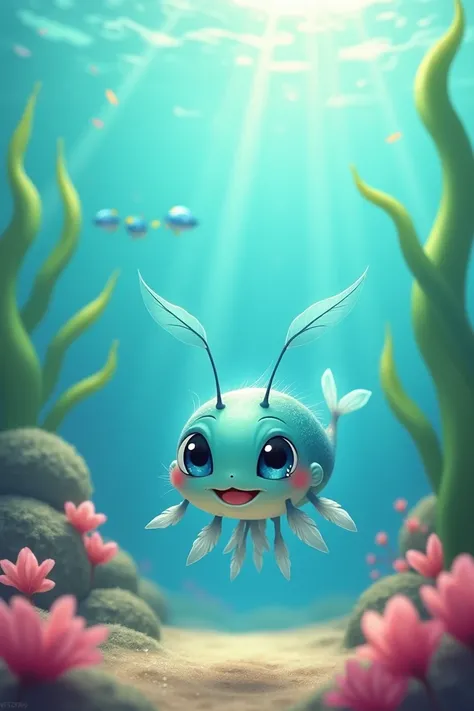 Create me a cute and beautiful krill from a cartoon