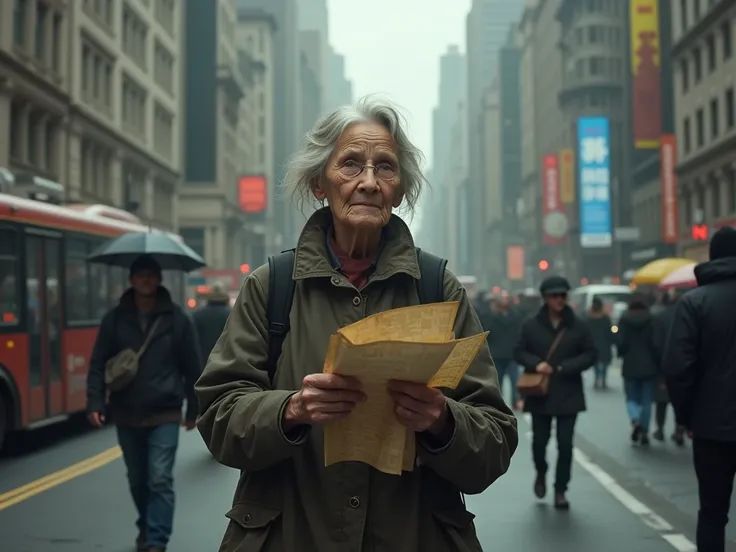 A 64-year-old elderly woman walking the streets lost