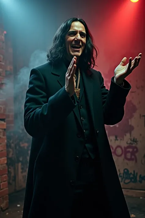 Severus Snape as a black rapper doing hands sings