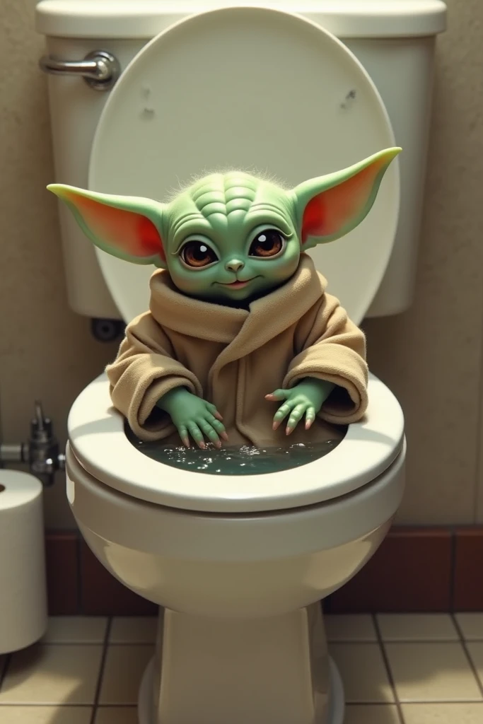 Baby Yoda in the toilet