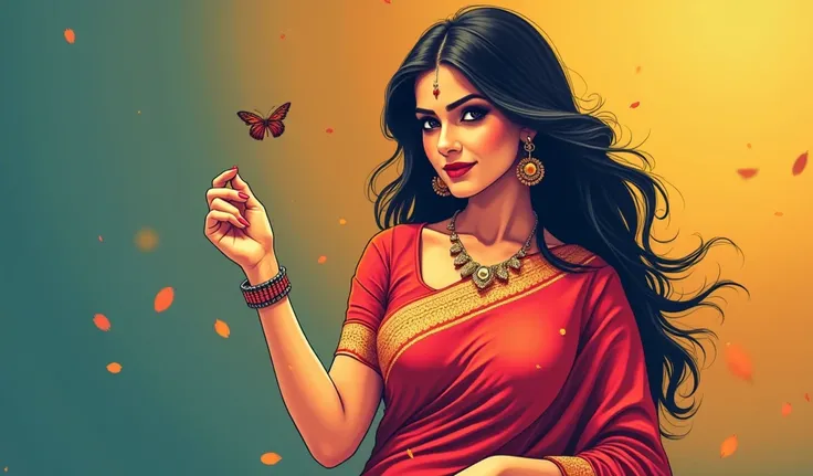 Ek logo banao, 35 sal ki sundar sexy mahila ki, vector image chahiye, Colourful sexy saree, lambe ghane baal, patli kamar, bade bade boobs, sundar sexy naabhi, kala jangal, {{Big breast and big cleavage}}, {{Chubby Girl}}, sexy pose, small small {{firfly f...