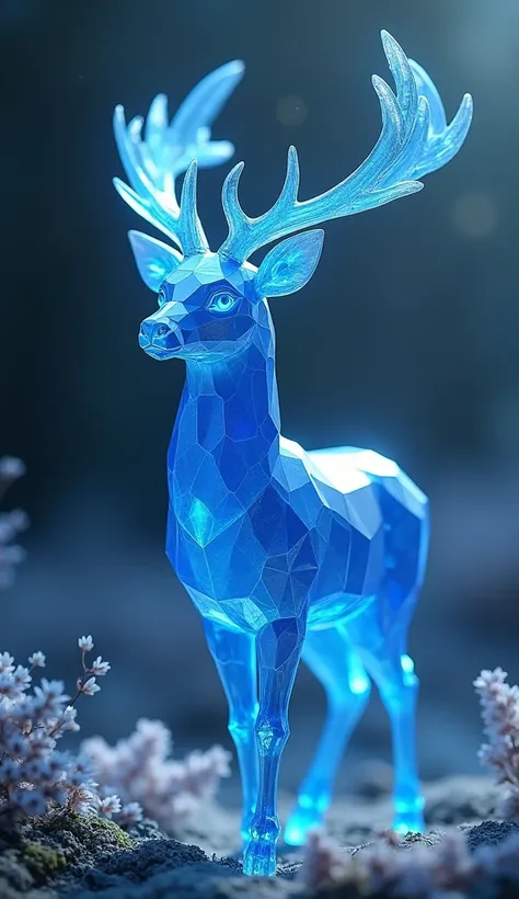 Sapphire Deer
Its entire body has the faceted appearance of blue sapphire, shining brightly under the light.
Its antlers are like precious sculptures, formed from perfect crystalline layers.
Its eyes radiate a serene glow, with calming powers.