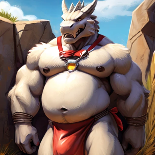 , big belly, dressed like a life guard,dominating viewer, en fundoshi C