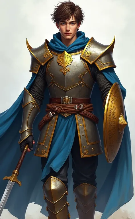  Eidan is a 23-year-old boy whose imposing figure and noble bearing reflect the strength and responsibility he carries as a champion of the spirit of the Paladin. His face,  marked by a square chin and defined lines ,  projects an aura of leadership and de...