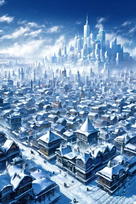 Cold snow-covered city