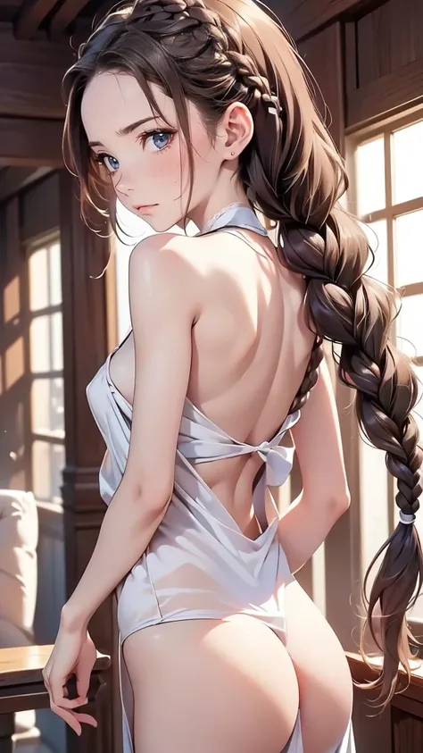  ((best quality)), ((masterpiece)), (detailed), 1girl, (big forhead:1.2),extremely detailed cute anime face, (((flat chest))), (flat chest:1.1),((((long twin braids,tight braids,long braid,braided hair,long hair)))),intricate eyes,beautiful detailed eyes,s...