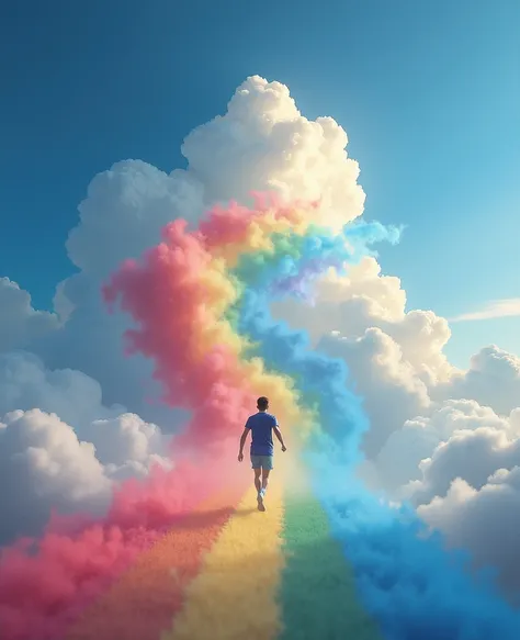 clouds, sky, running, Rainbow, spray, artistic