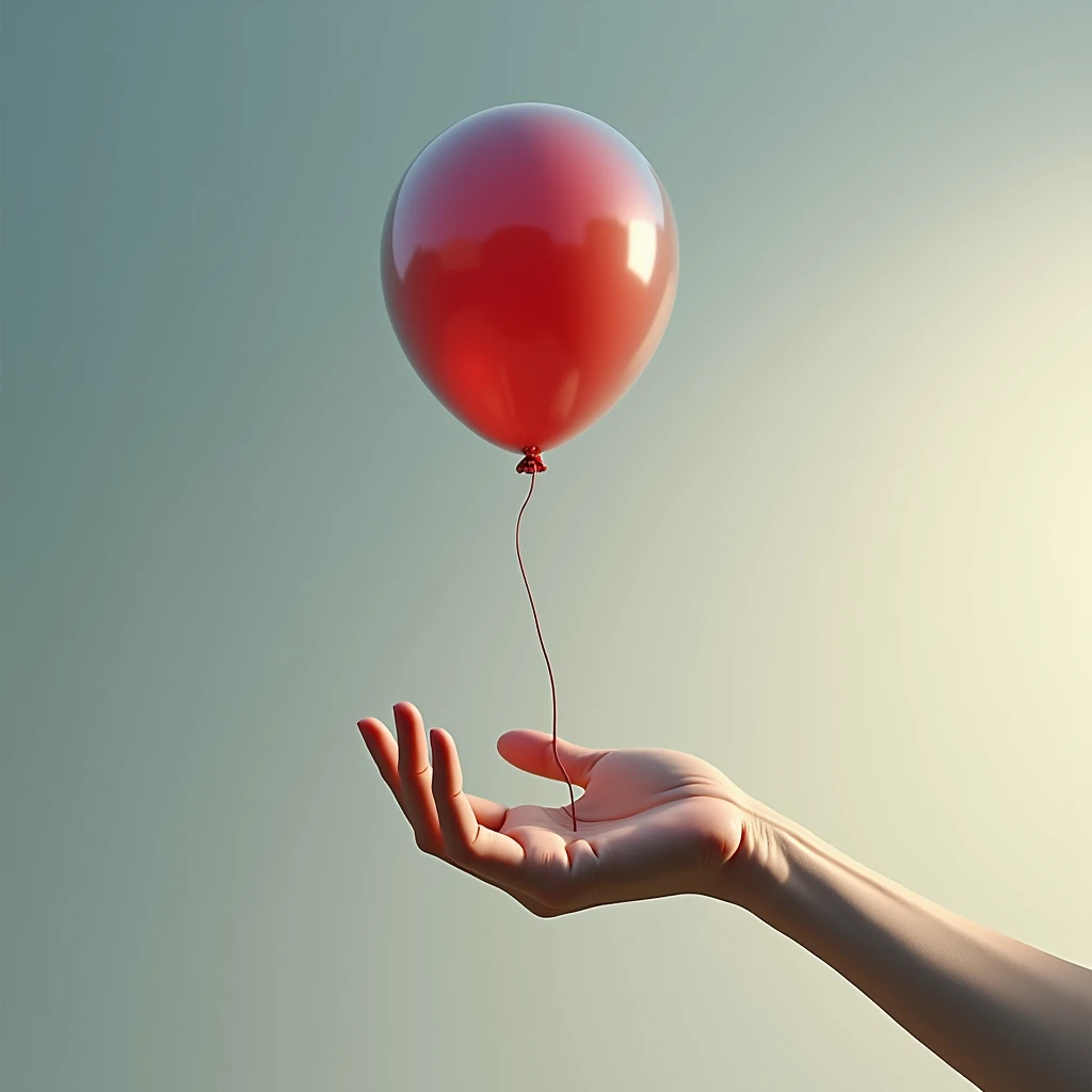 create a realistic image of a hand with a balloon tied to its wrist. 