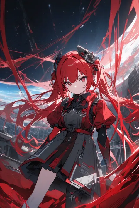  Earth system　Red Hair　 twin tails　 girl