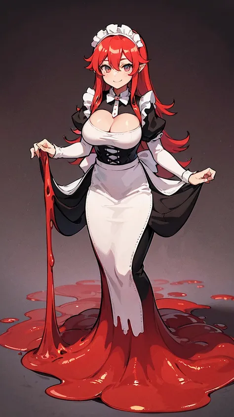 ((masterpiece,best quality,ultra-delicate,Perfect Face,detailed eyes,16k,high resolution,very beautiful girl)),((red slime body ,melting legs,Best Anime,melting body,melting breasts)),sharpnes,clear,The Art of Phenomenal Depictions,melting red long hair,(1...