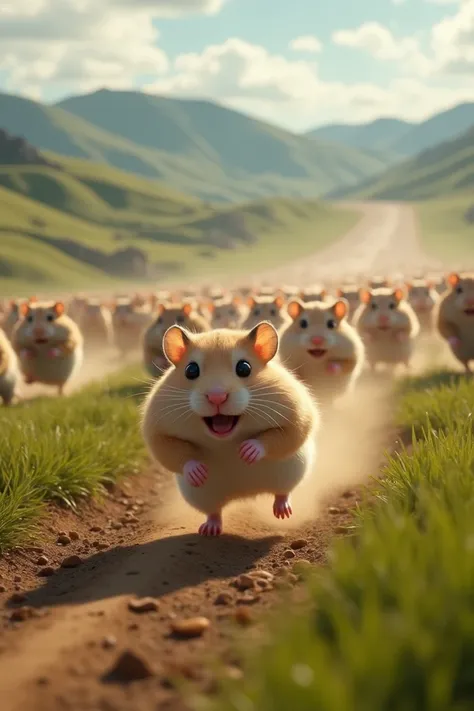 Many hamsters racing in epic