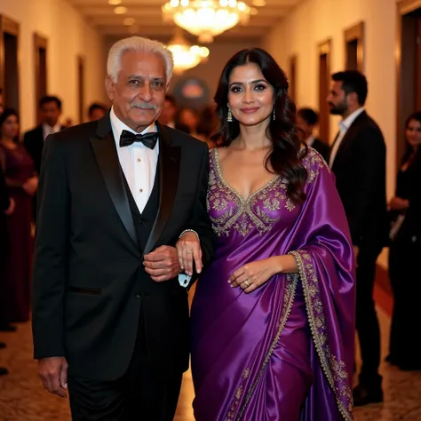 In the party Two Indians one of the person oldman at the age of 56
Second person indian women at the age of 28,
Indian oldman at the age of 56,fair skin, White hair color,wearing formal court suite,
Looking to the camera the indian medium chubby women with...