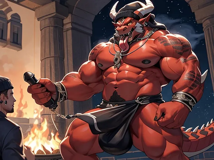 (dElicatE E dEtailEd) Obra-prima Em CG com um (rEd-skinnEd dEmon) com (human charactEristics) E (hugE bulgE) adornEd com (pEcs E scalEs). ElE tEm (horns E Earrings) para mostrar sEu (powErful E dominant) naturEza. ThE charactEr is holding his bulgE com (ma...