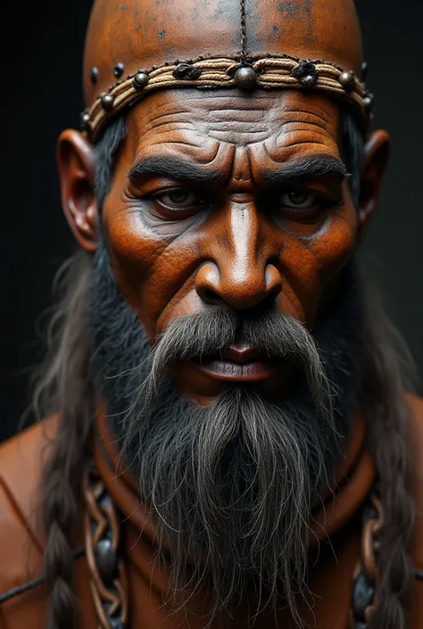 shaman, using wooden mask, portrait