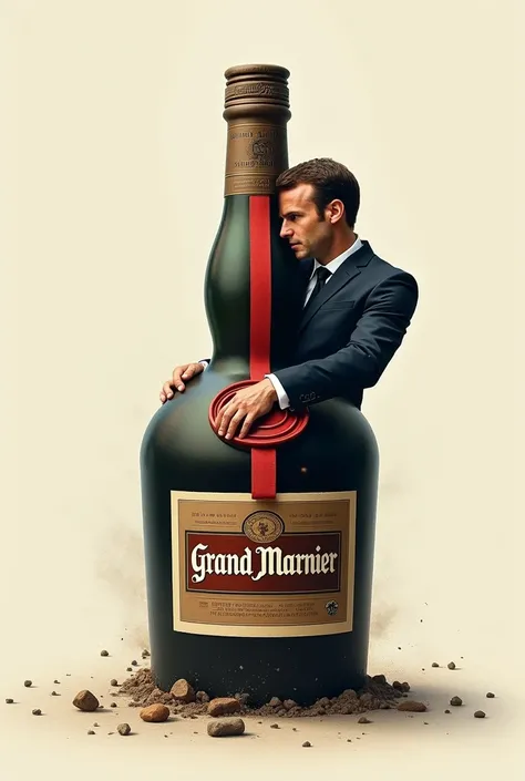 Macron in prohibited Grand Marnier bottle overthrow