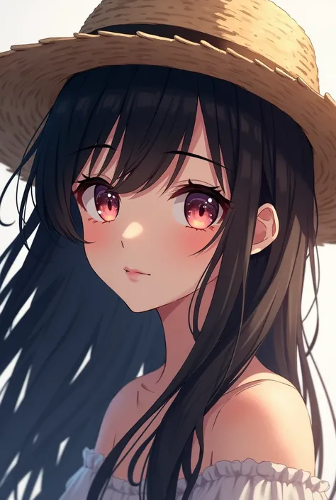 anime girl with long black hair wearing a straw hat, anime style 4 k, beautiful anime portrait, anime moe artstyle, anime art wallpaper 4k, anime art wallpaper 4 k, high quality anime artstyle, anime style portrait, guweiz, artwork in the style of guweiz, ...