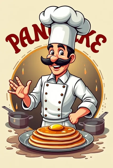 Create a logo for my pancake company and give it a name [Let an Italian chef wear