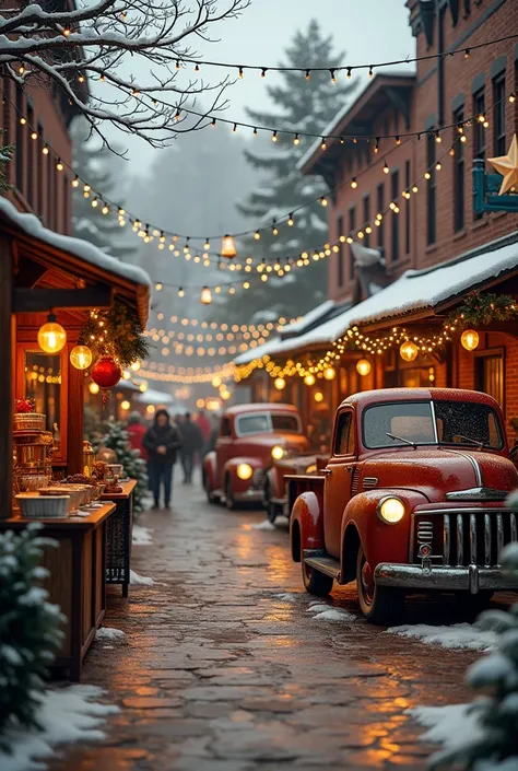 Create a Christmas market for me with Americana cars spare parts ...