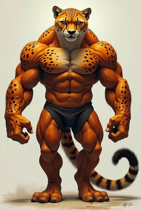 Give me pic of  Cheetah 7 ft long body must be very muscular and Red eyes hd pic 