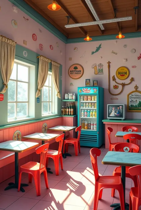 A classic Brazilian restaurant, but with a touch of magic.

The classic plastic tables with beer advertising accompanied by a plastic chair with a soft drink advertisement.

 The walls have some cute paintings including baby pink , white and baby blue ,  n...