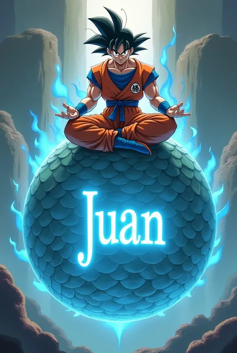 Goku on a dragon sphere with the name of Juan inside the sphere