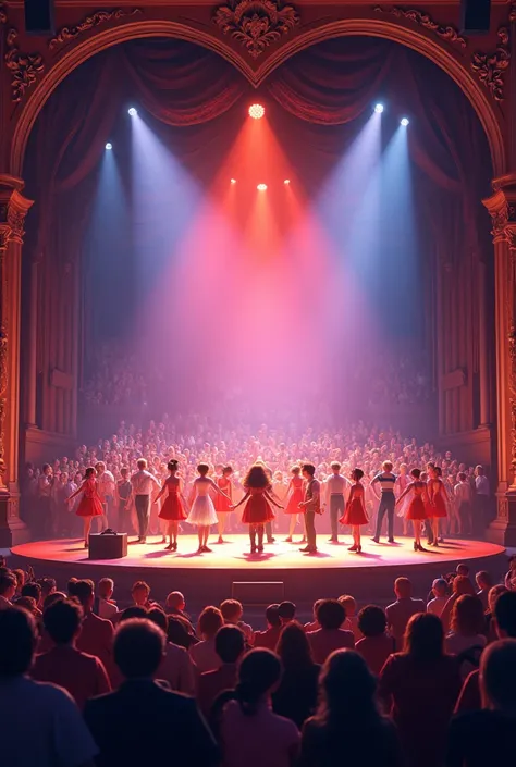 Animated image of a large stage with many people