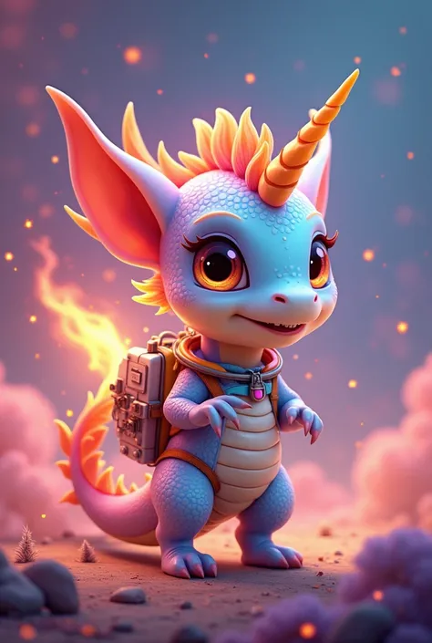 Fire-breathing dragon in a cute style.

Magical unicorn with colorful sparkles.

Alien explorer with a funny backpack.
Png
