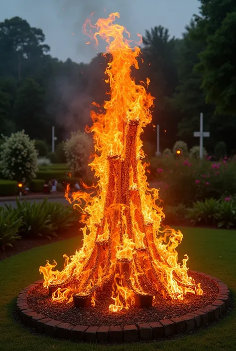 garden decoration made with fire