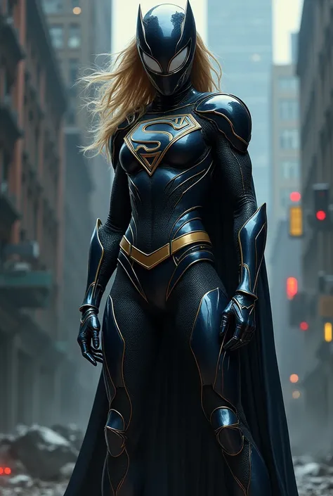 Beautiful supergirl in metalic venom armour, Детально, Высокое качество, 