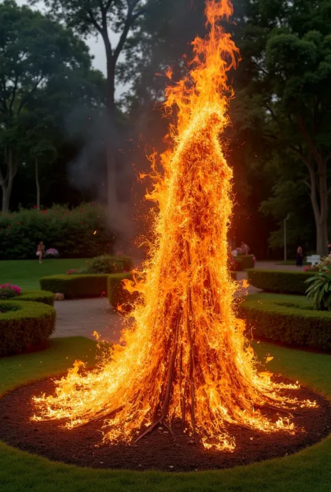 Garden decoration made with fire