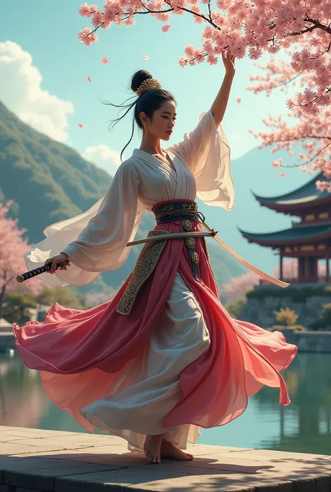 Samurai woman dancing 