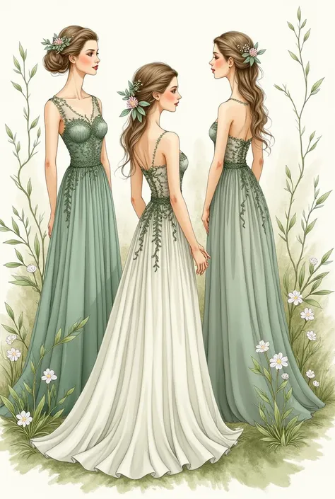 nature-themed dress sketches 