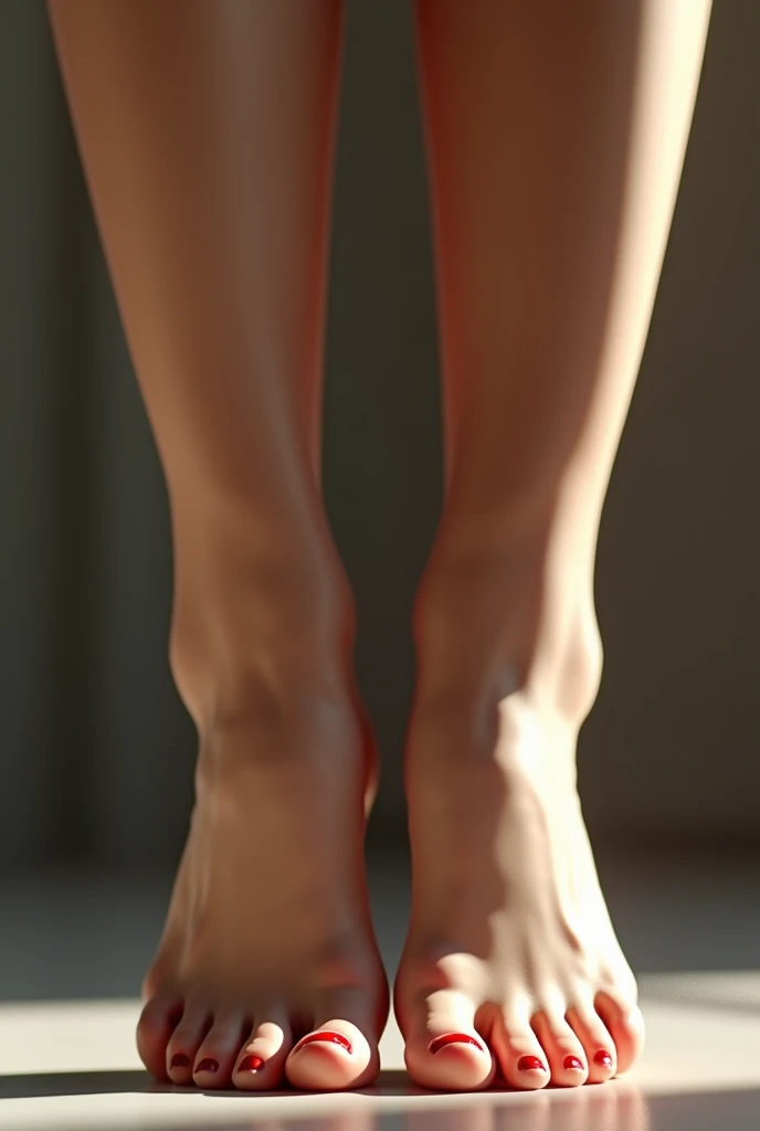 Beautiful varnished feet of a 20-year-old fetish woman with a sexy pussy as realistic as possible 