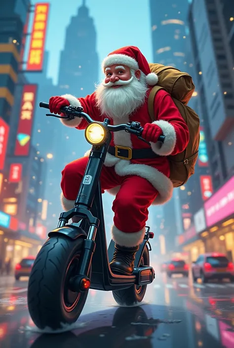 Santa on scooter 