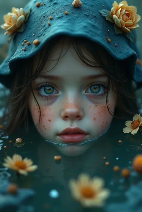 a girl in a dreamlike forgotten adventure, intricate detailed portrait, beautiful detailed eyes, beautiful detailed lips, extremely detailed face, longeyelashes, melancholic expression, floating in a surreal landscape, vivid colors, dramatic lighting, (bes...