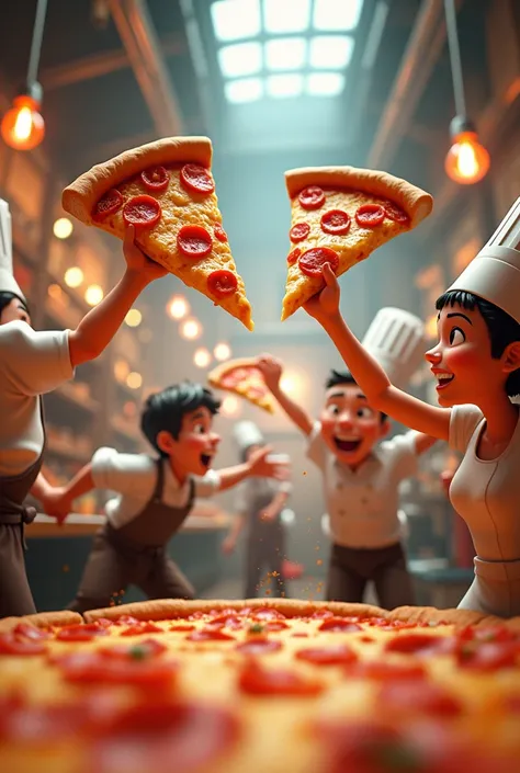 Beautiful pizza fight