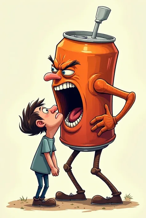  Very easy to draw caricature-style drawing that symbolizes how energy drinks harm the human body (with the energy drink as the antagonist and the protagonist is a human ) Not so surreal