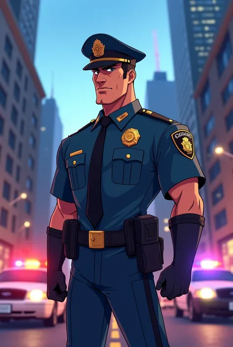 An animated image representing the police commander, in such a way as to draw 
