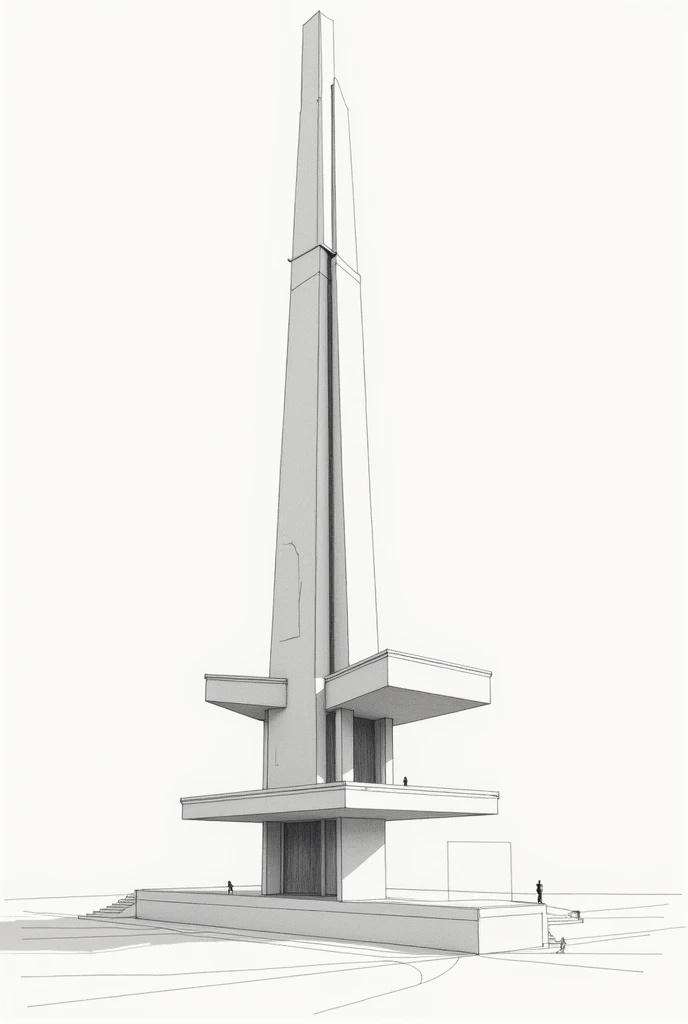  Draw a three-level tower in the two-vanishing point perspective and the tower should taper upwards.  The two vanishing points and the horizon line should be marked on the sketch , So that almost all lines run to the two vanishing points  