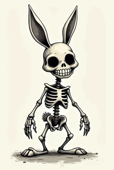 An image of an animated skull rabbit for a clothing brand 
