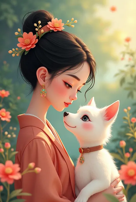 original, détail intricaté, illustration, chef-dœuvre, extrêmement détaillé CG unity 8k fond décran, souligner, affûtage, dynamique, Bokeh, , une belle fille avec un animal_oreilles et cheveux_ornement