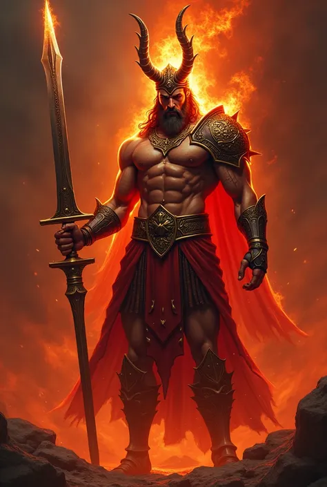 Avatar ares the burning god of war with a sword in his hand.

